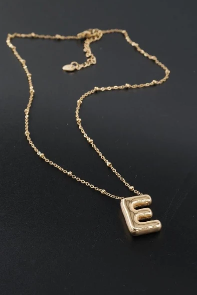 Kadın 316 L Paslanmaz Çelik Balon Harf Kolye E - Resim 2