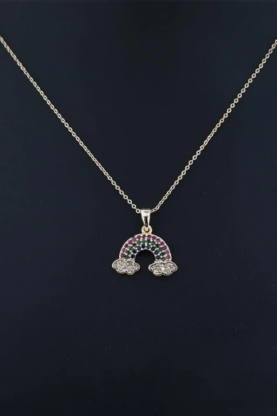 Kadın Renkli Bulut Figürlü Zirkon Taşlı Kolye - Resim 2