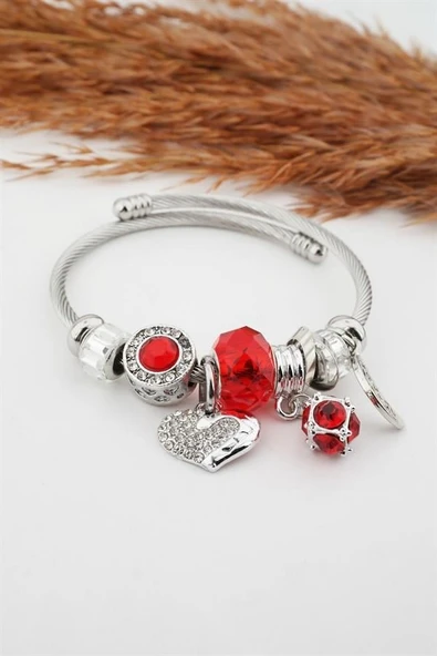 Kadın Kalp Figürlü Charm Bileklik - Resim 2