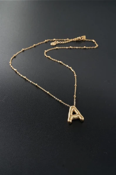 Kadın 316 L Paslanmaz Çelik Balon Harf Kolye - Resim 3