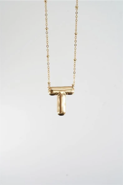 Kadın 316 L Paslanmaz Çelik Balon Harf Kolye T - Resim 2