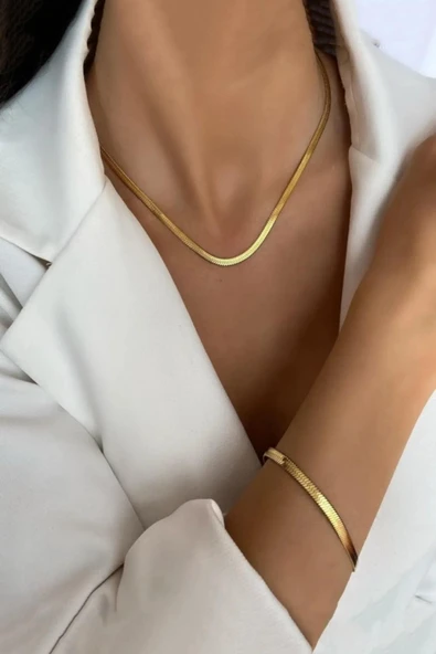 Kadın Kolye ve Bileklik 316 L Çelik Vip Seri Antialerjik Kararmaz İtalyan Zincir Kolye ( 60cm +7 cm uzatma ) ve Bileklik Seti( 16 +7 cm uzatma ) ürün görseli