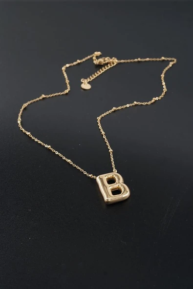 Kadın 316 L Paslanmaz Çelik Balon Harf Kolye B - Resim 3