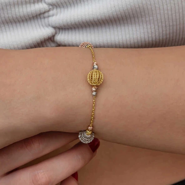 Gümüş Renkli Toplu Dorika Kadın Bileklik - Resim 4