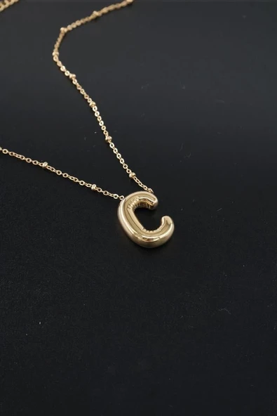 Kadın 316 L Paslanmaz Çelik Balon Harf Kolye C ürün görseli