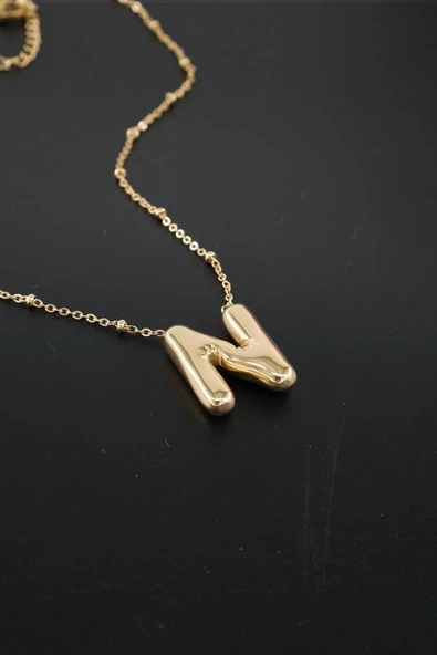 Kadın 316 L Paslanmaz Çelik Balon Harf Kolye N ürün görseli