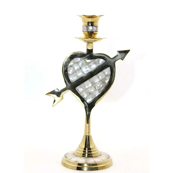 Pirinç Sedefli Tekli Şamdan - Resim 2