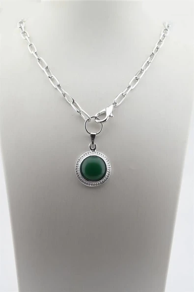 Kadın Özel Tasarım Plastik Taşlı Renkli Madalyon Kolye - Resim 2