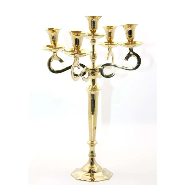 Pirinç 5'Li Şamdan ürün görseli 1