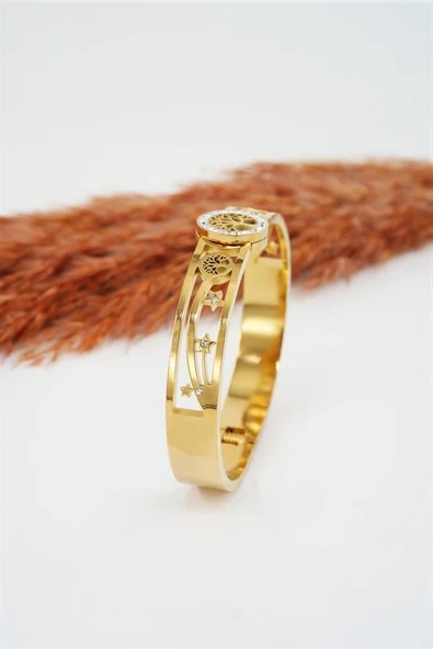 Kadın 316 L Paslanmaz Çelik Anti Alerjenik Zirkon Taşlı Hayat Ağacı Figürlü Bileklik ürün görseli