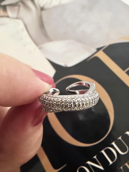 Kadın Vip Seri Zirkon Taşlı Numarasız Ayarlanabilir Yüzük - Resim 2