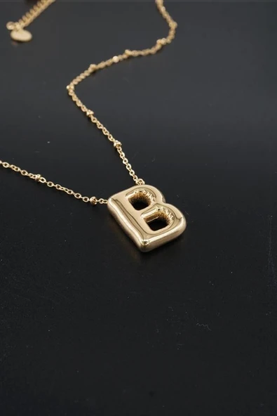 Kadın 316 L Paslanmaz Çelik Balon Harf Kolye B ürün görseli