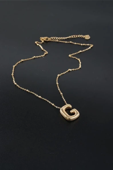 Kadın 316 L Paslanmaz Çelik Balon Harf Kolye G - Resim 3