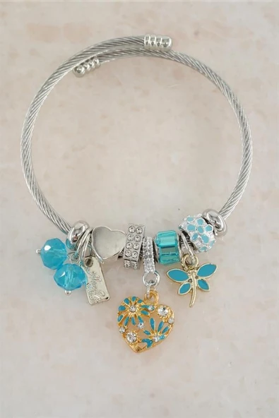 Kadın 316 L Çelik Karışık Figürlü Charm Bileklik   TKR001 ürün görseli