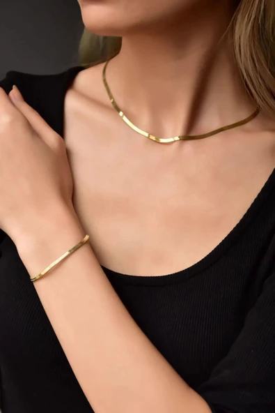 Kadın Kolye ve Bileklik 316 L Çelik Vip Seri Antialerjik Kararmaz İtalyan Zincir Kolye ( 60cm +7 cm uzatma ) ve Bileklik Seti( 16 +7 cm uzatma ) - Resim 4