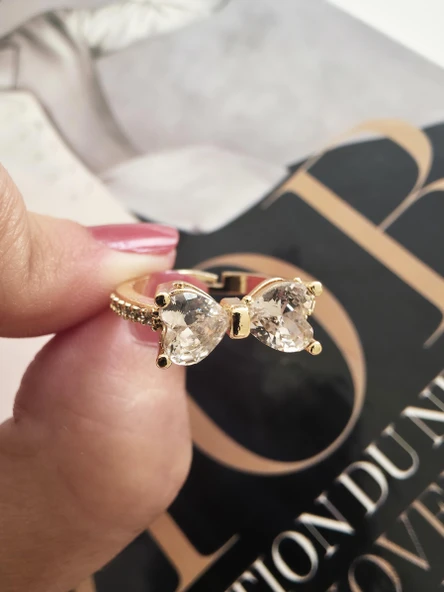 Kadın Vip Seri Baget Zirkon Taşlı Numarasız Ayarlanabilir Yüzük - Resim 5