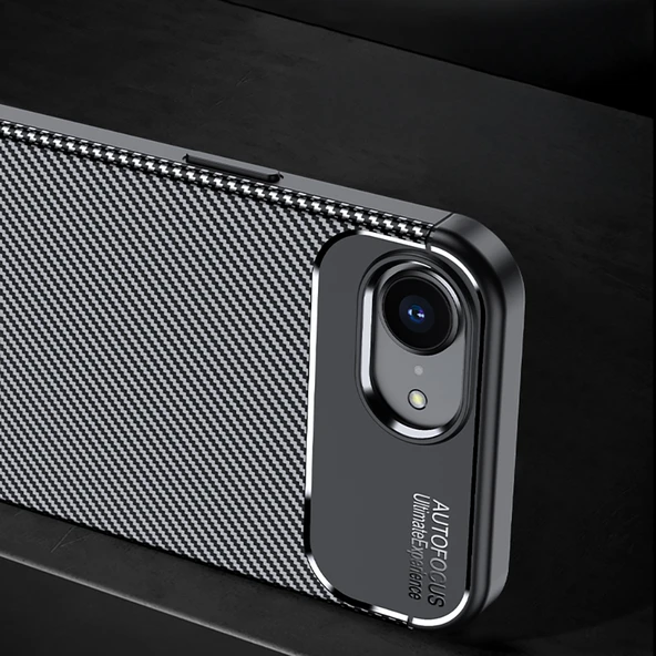 iPhone 16E Kılıf Karbon Fiber Desenli Negro Silikon Kapak - 6