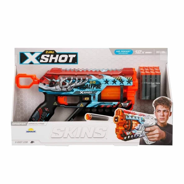 36561 X-Shot Skins Griefer 12 Mermili Sünger Dart Atan Silah 32 cm - Resim 2