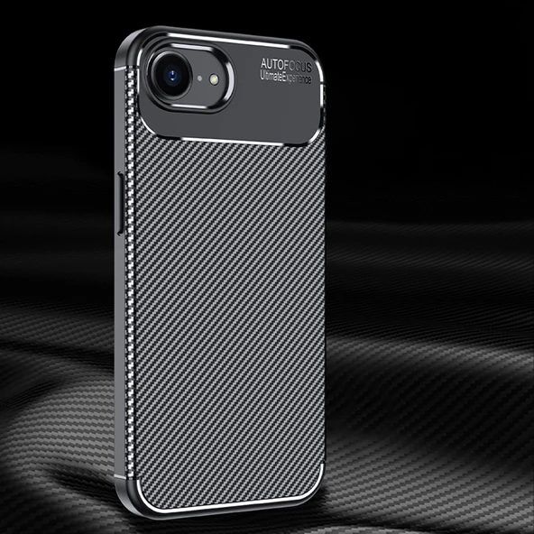 iPhone 16E Kılıf Karbon Fiber Desenli Negro Silikon Kapak - 7