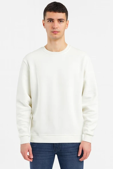 Erkek Oversize Uzun Kol Sıfır Yaka Sweatshırt-7383