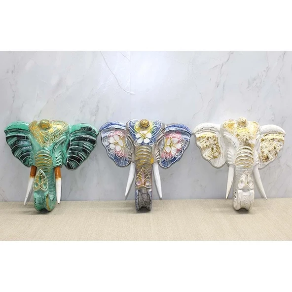 Duvara Asmalı Renkli Fil Kafası ürün görseli