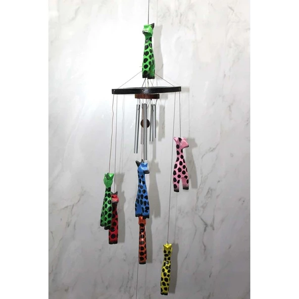 Ahşap Zürafalı Rüzgar Çanı ürün görseli 1