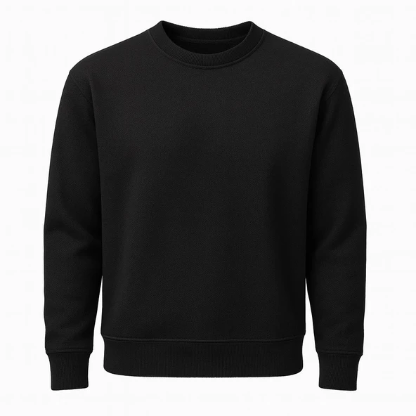 Erkek Oversize Uzun Kol Sıfır Yaka Sweatshırt-7384 - Resim 3