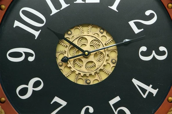 Saat Çarklı Askılı Duvar Saati Dekoratif Ev Ofis Hediyelik - Resim 3