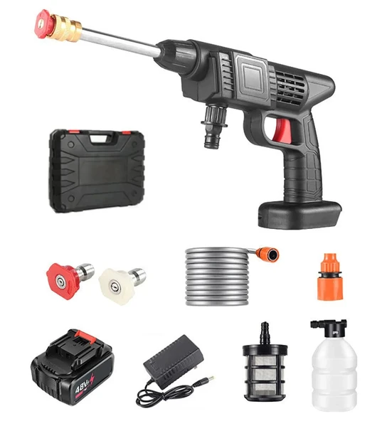 48V Şarjlı Çift Bataryalı Taşınabilir Basınçlı Oto Yıkama Bahçe Sulama Tabancası ürün görseli 1
