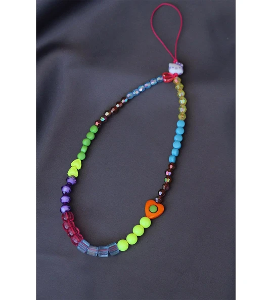 Renkli Boncuklu Hello Kitty Detaylı Telefon Aksesuarı ürün görseli