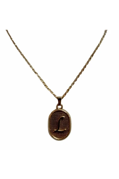 Rose Kaplama Oval Plaka L Harfi Kolye ürün görseli