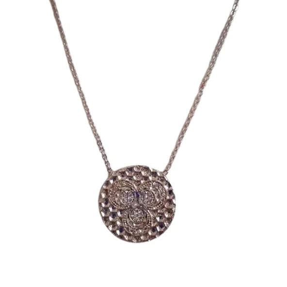 Zirkon Taşlı Oval Ay Yıldız Desenli Bayan Kolye ürün görseli