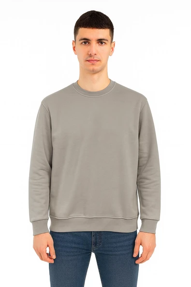 Erkek Oversize Uzun Kol Sıfır Yaka Sweatshırt-7384 ürün görseli