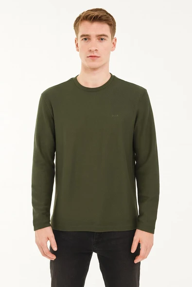 Erkek Oversize Uzun Kol Sıfır Yaka Sweatshırt-7143