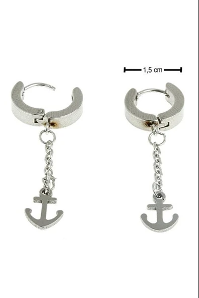 Denizci Çapa Figürlü Çelik Sallantılı Erkek Küpe ürün görseli