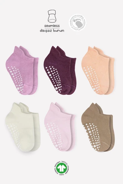 Bistyle 6'Lı Sneakers Kaymaz Penye Çorap BS20102 Gül Kurusu