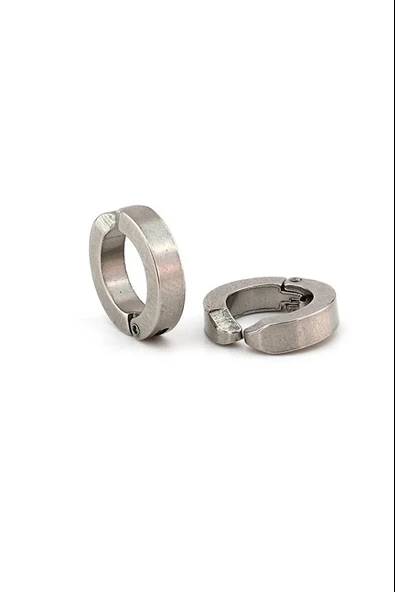 Gümüş Renk Çelik Erkek Küpe - Resim 2