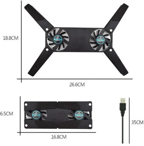 Katlanabilir Laptop Soğutucu 2 fanlı - Resim 4