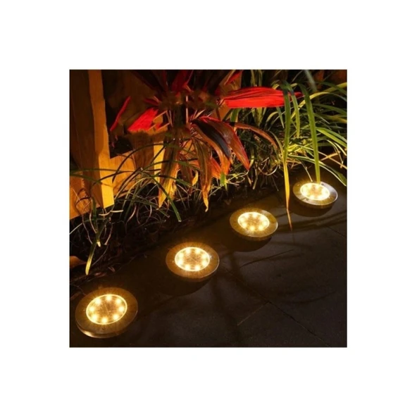 4'lü Solar Panelli Kazıklı Zemin Solar Ledi 8+4 Led GÜN IŞIĞI - Resim 2