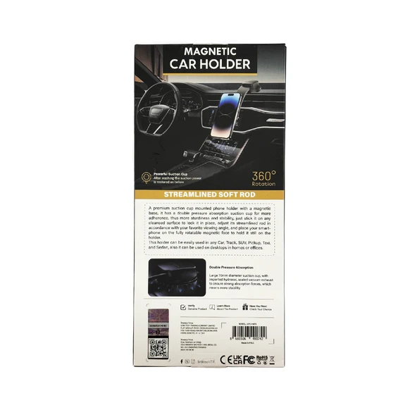LinkTech H870 Premium Vantuzlu Araç İçi Torpido Üstü Telefon Tutucu - 4