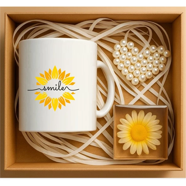 Smile Papatya Hediye Kutusu, Sevgiliye Hediye Kutusu, Konsept Hediyeler, Doğum Günü Hediyesi, Motivasyon Hediye Seti P1-14 ürün görseli