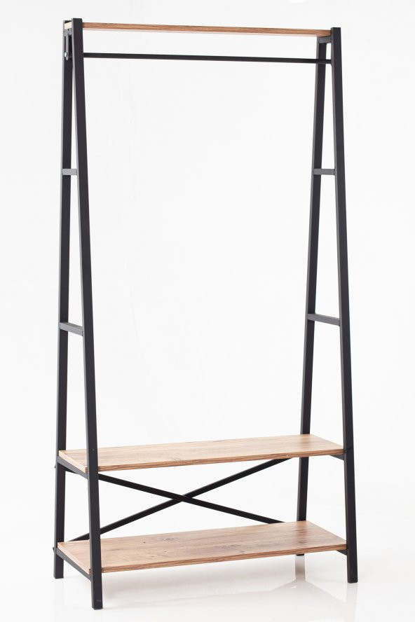 Metal Ayaklı Elbise Askılığı Raflı Askılık - 2