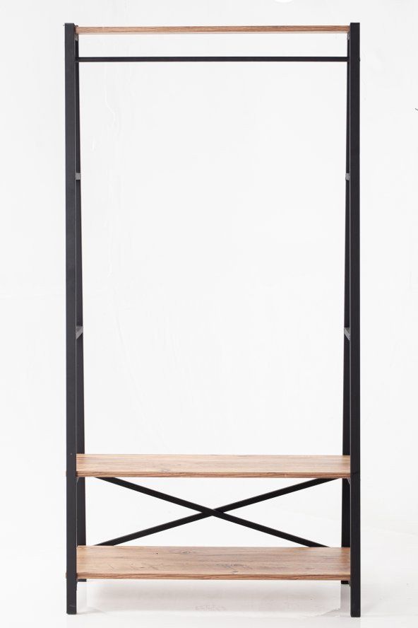 Metal Ayaklı Elbise Askılığı Raflı Askılık - 3