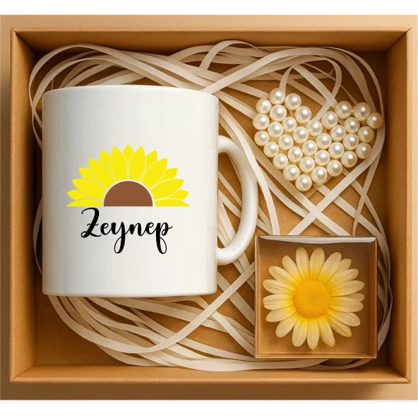 Kişiye Özel İsim Yazılı Papatya Hediye Seti, Hediye Kutuları - P204 ürün görseli