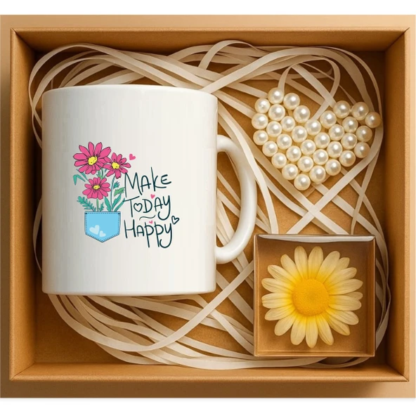 Make Today Happy Papatya Hediye Kutusu, Sevgiliye Hediye, Doğum Günü Hediyesi, Hediye Seti P1-16