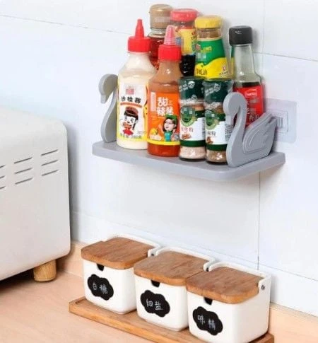 Kuğu Tasarımlı Kendinden Yapışkanlı Raf - Resim 4