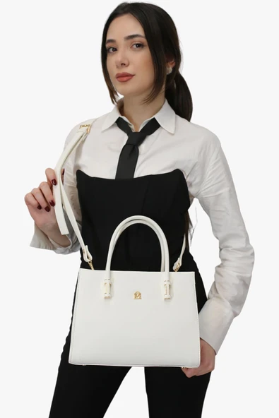 Bayan Beyaz Omuz Ve Kol Çanta 67-8080 - Resim 2
