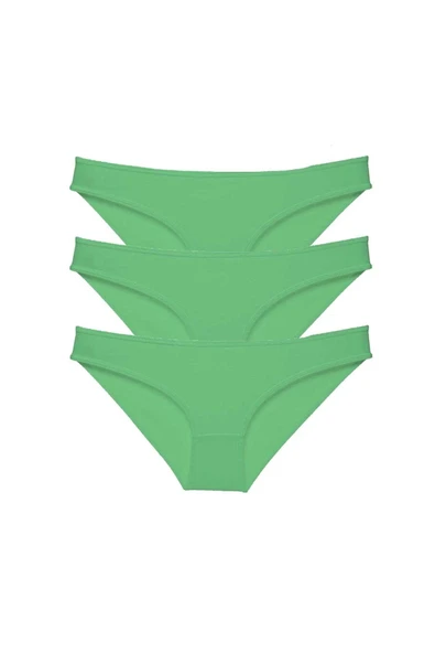 3 Adet Süper Eko Set Likralı Kadın Slip Külot Yeşil