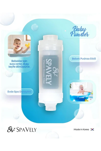 Spavely Bebek Pudrası Duş Başlığı Filtresi Arıtması Güney Kore Menşei Klor Kireç Karşıtı Hoş Kokulu 150 gr - 3