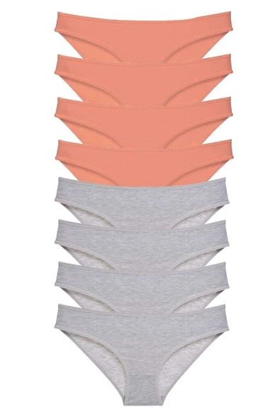 8 Adet Süper Eko Set Likralı Kadın Slip Külot Pudra Gri ürün görseli